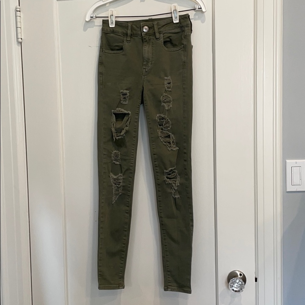 American Eagle skinny army green jeans